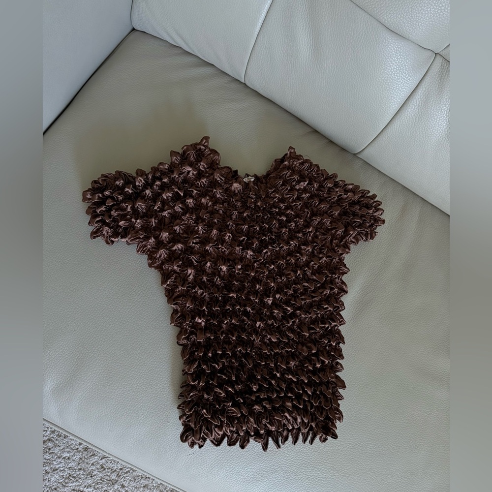 VINTAGE Textured Popcorn Brown Top One-Size